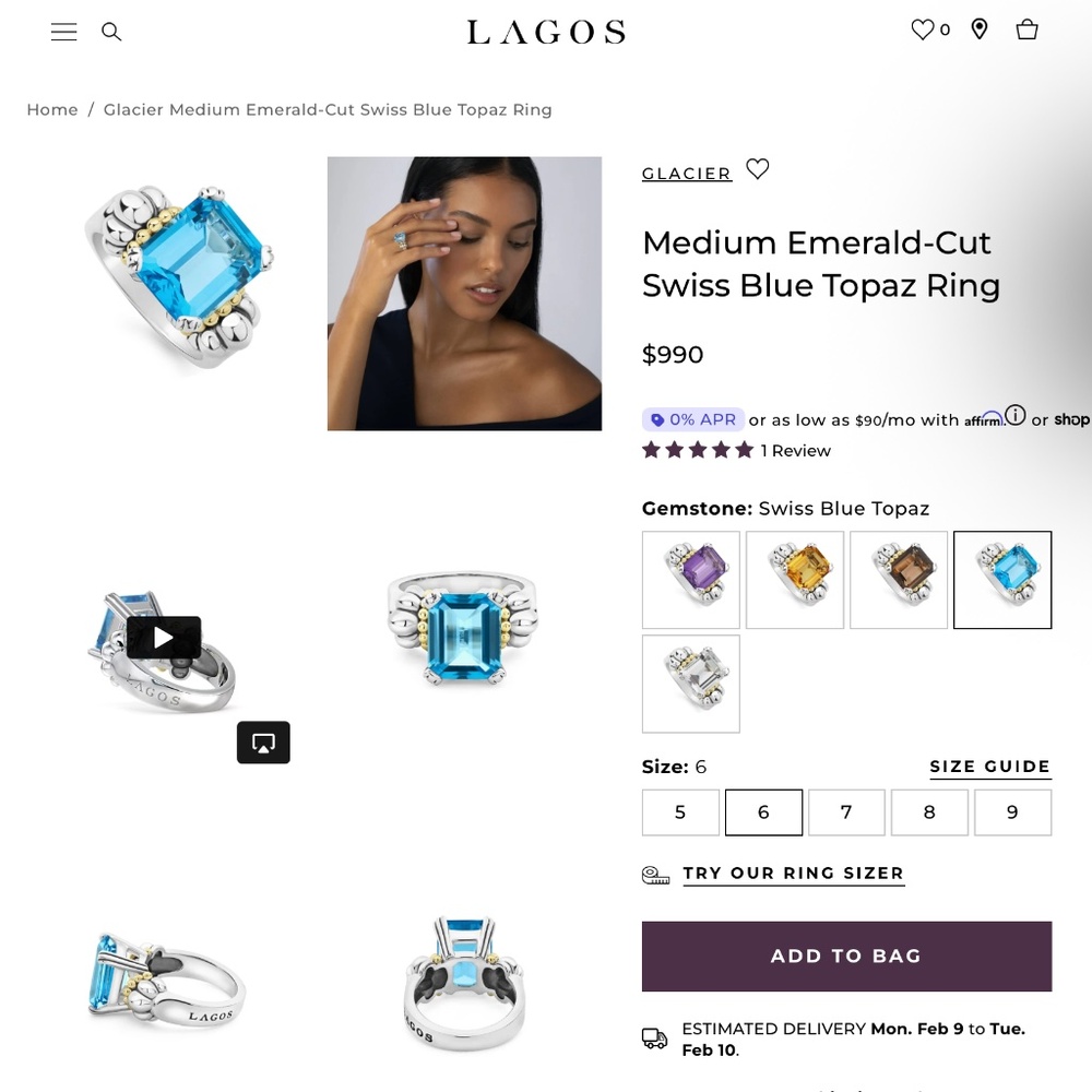 Lagos Blue Topaz Ring&Earrings - Picture 6 of 16
